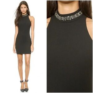 Elizabeth and James Black Mini Dress with Embellished Neckline